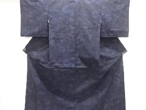 花唐草模様織り出し手織り紬着物